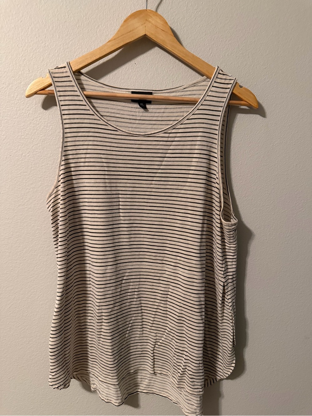 Wyze Cream and Black Striped Scoop Neck Tank